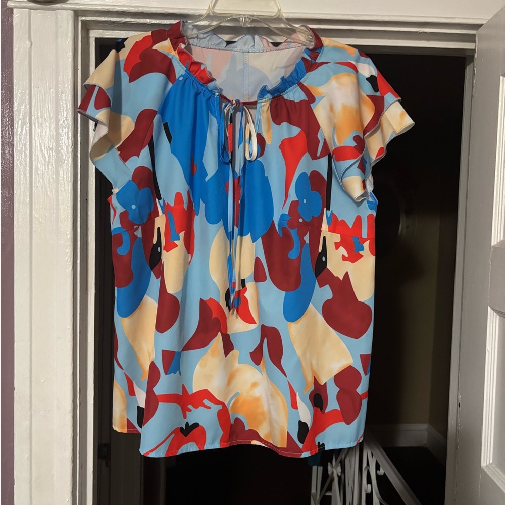 Colorful Abstract Women's Top - Picture 2 of 7